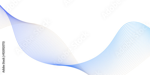 Abstract blue wave lines on transparent background.Abstract blue wave lines pattern for banner,Curve wave seamless pattern. Line art striped graphic templat,white background with space for your texter