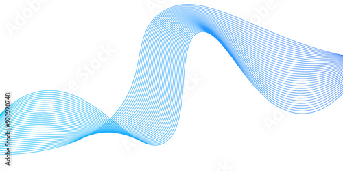 Abstract blue wave lines on transparent background.Abstract blue wave lines pattern for banner,Curve wave seamless pattern. Line art striped graphic templat,white background with space for your texter
