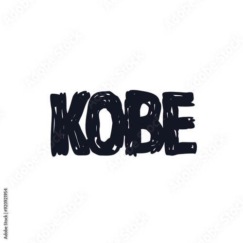 Kobe city logo icon sign Hand drawn ink sketch Decorative graffiti lettering Doodle abstract design Cartoon art style Fashion print for clothes greeting invitation card flyer banner poster cover book