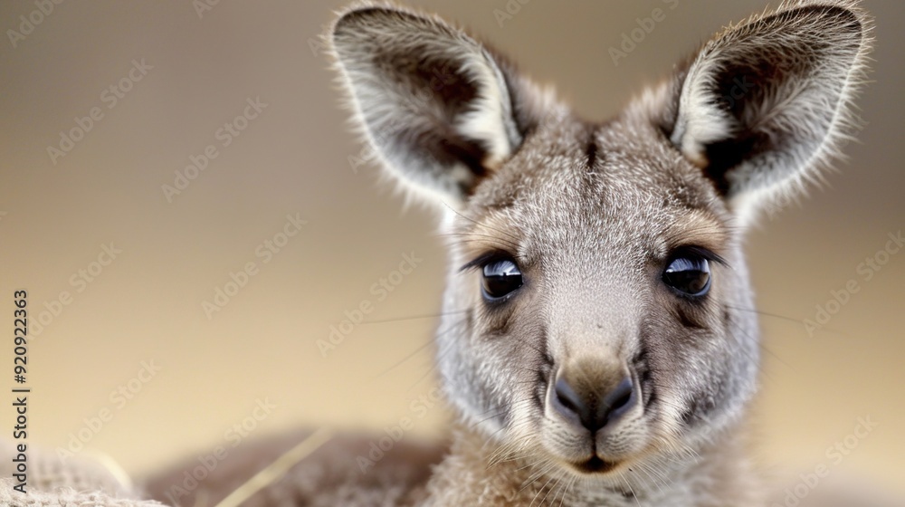 Curious Baby Kangaroo Peeking from Mother's Pouch in Australian Outback