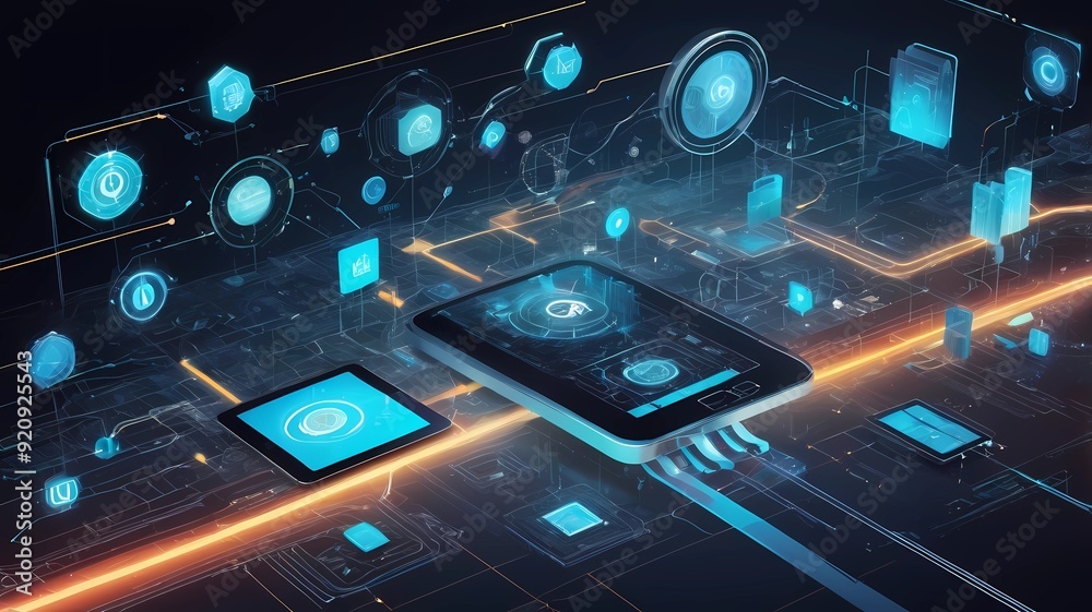 Obraz premium technology digital network background