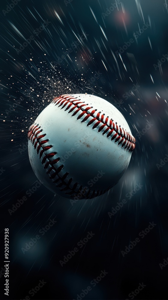 A dynamic image of a baseball speeding through a dark background, capturing the excitement of the game in motion.