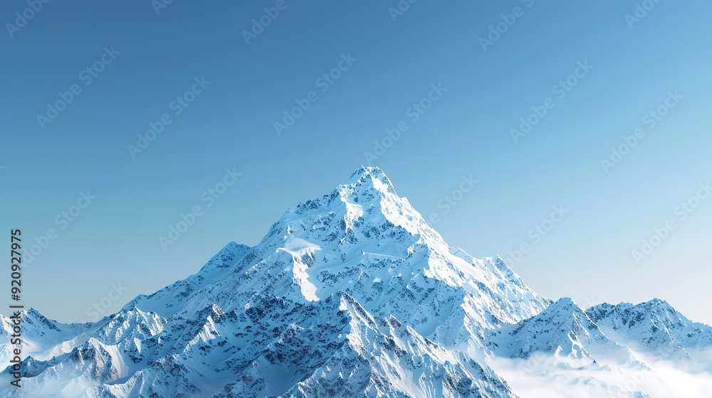 Majestic Snow-Capped Mountain Range Under Clear Blue Sky Majestic Snow-Capped Mountain Range Under Clear Blue Sky