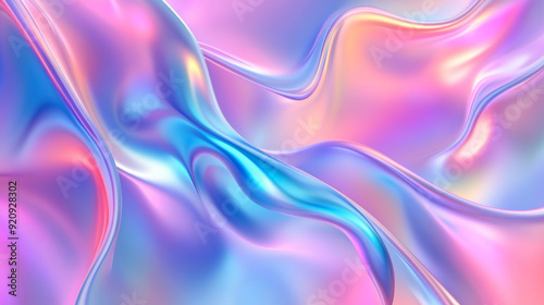 Abstract background featuring a fluid iridescent shape. Elegant vector wallpaper.