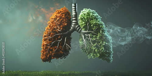 A lung with a green and brown texture photo