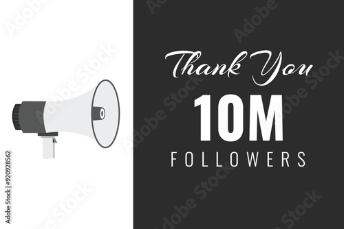 10000000 OR 10m followers celebration. Thank you 10000000 followers congratulation template banner. banner for social 10m friends and followers. celebrate subscribers and followers.
