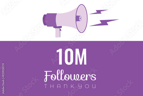 10000000 OR 10m followers celebration. Thank you 10000000 followers congratulation template banner. banner for social 10m friends and followers. celebrate subscribers and followers.

