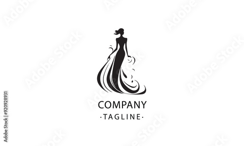 Gala Dress lady fashion vector black logo design white background