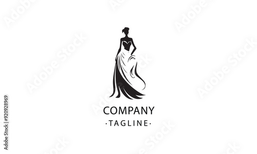 Gala Dress lady fashion vector black logo design white background