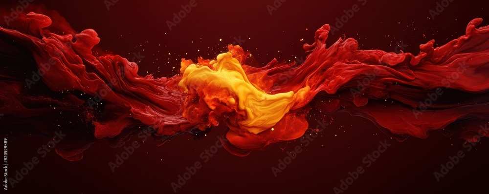 Vibrant splash of red and orange liquid creating dynamic movement and energy, perfect for artistic backgrounds and designs. Vibrant splash of red and orange liquid creating dynamic movement and energy, perfect for artistic backgrounds and designs.