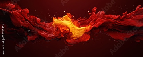 Vibrant splash of red and orange liquid creating dynamic movement and energy, perfect for artistic backgrounds and designs.