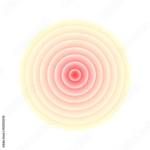Pain localization red circle mark. Aching place abstract sign. Sore spot or hurt body part marker. Painkiller advertisement and medical information posters isolated vector design element