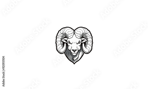 Ram head mascot white background