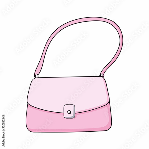 Pink purse handbag or crossbody shoulder bag stock illustration