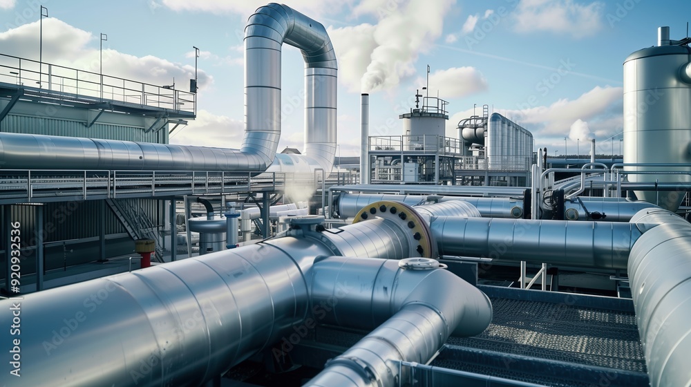 Geothermal power plant.
Green energy. Geothermal power plant pipeline and steam. Clean green renewable energy. Alternative energy. Clean ecology. Environmental protection. Healthy lifestyle