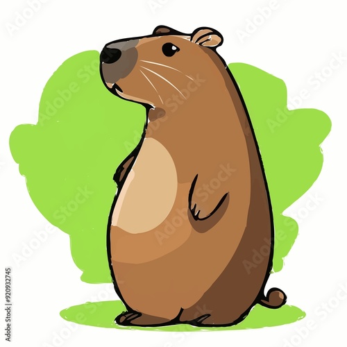 Capybara. Cute largest rodent. Illustration isolated on white background. JPG.