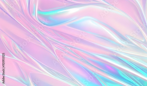 Holographic background seamless trendy iridescent light foil texture. Soft holographic pastel unicorn marble background pattern. Modern pearlescent blurry abstract swirl illustration.	