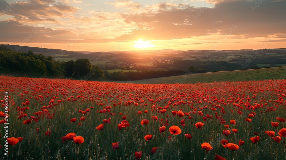 Vibrant Poppy Field in the Serene Sussex Countryside. Nature's Beauty concept Vibrant Poppy Field in the Serene Sussex Countryside. Nature's Beauty concept