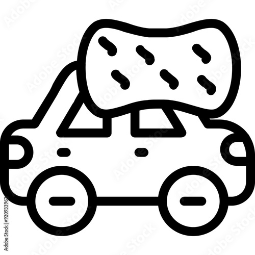 Car with a cleaning mitt Icon