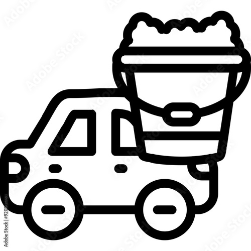 Car with a soap bucket Icon