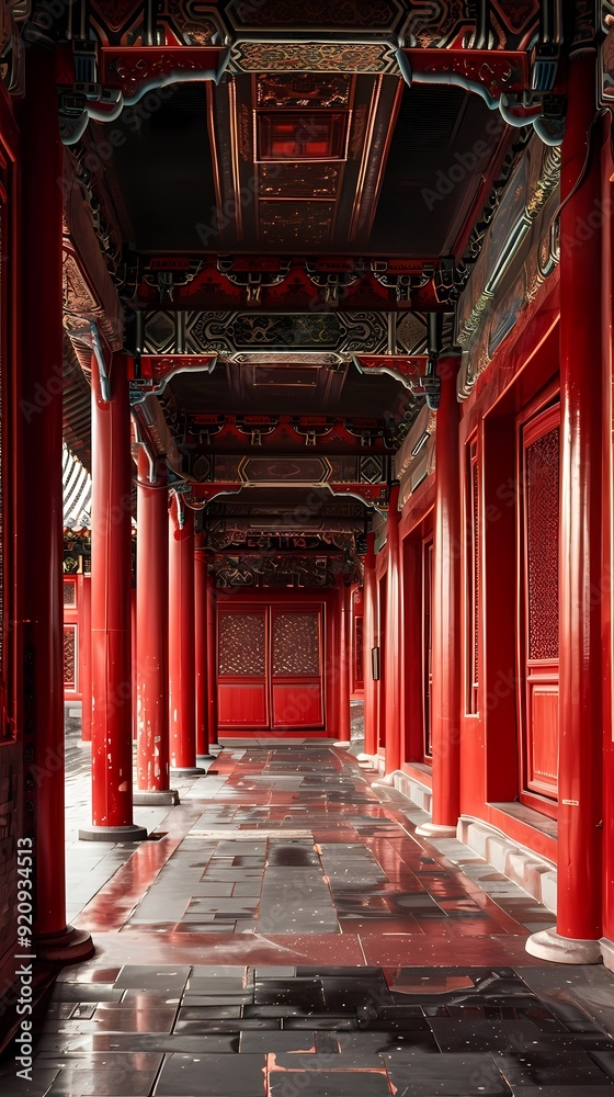 Red ink museum illustration poster background Red ink museum illustration poster background