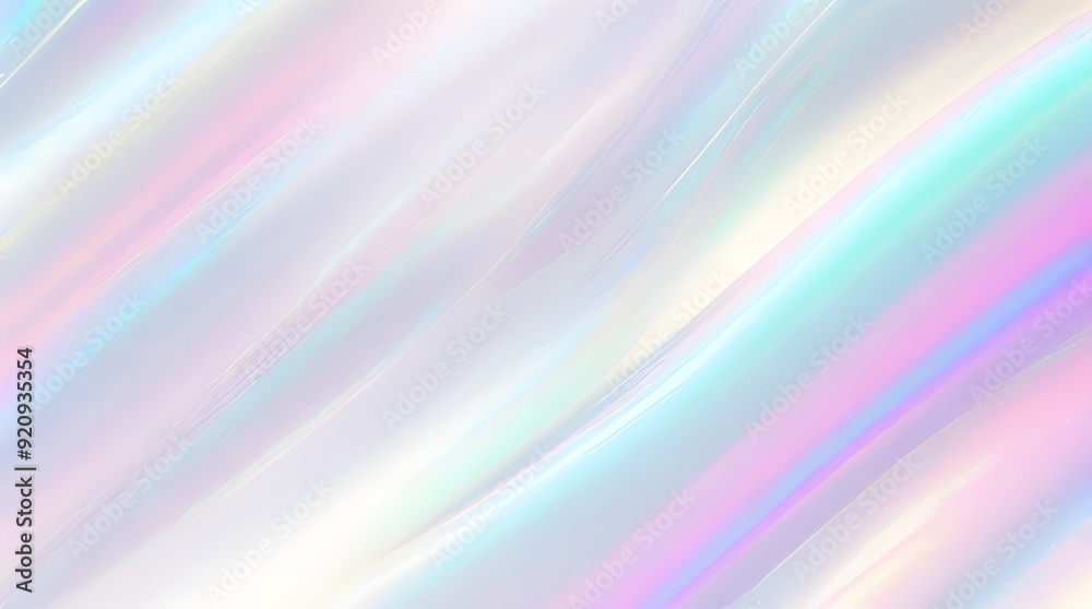 Holographic background seamless trendy iridescent light foil texture. Soft holographic pastel unicorn marble background pattern. Modern pearlescent blurry abstract swirl illustration.	