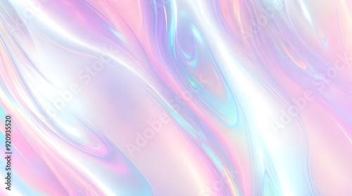 Holographic background seamless trendy iridescent light foil texture. Soft holographic pastel unicorn marble background pattern. Modern pearlescent blurry abstract swirl illustration. 