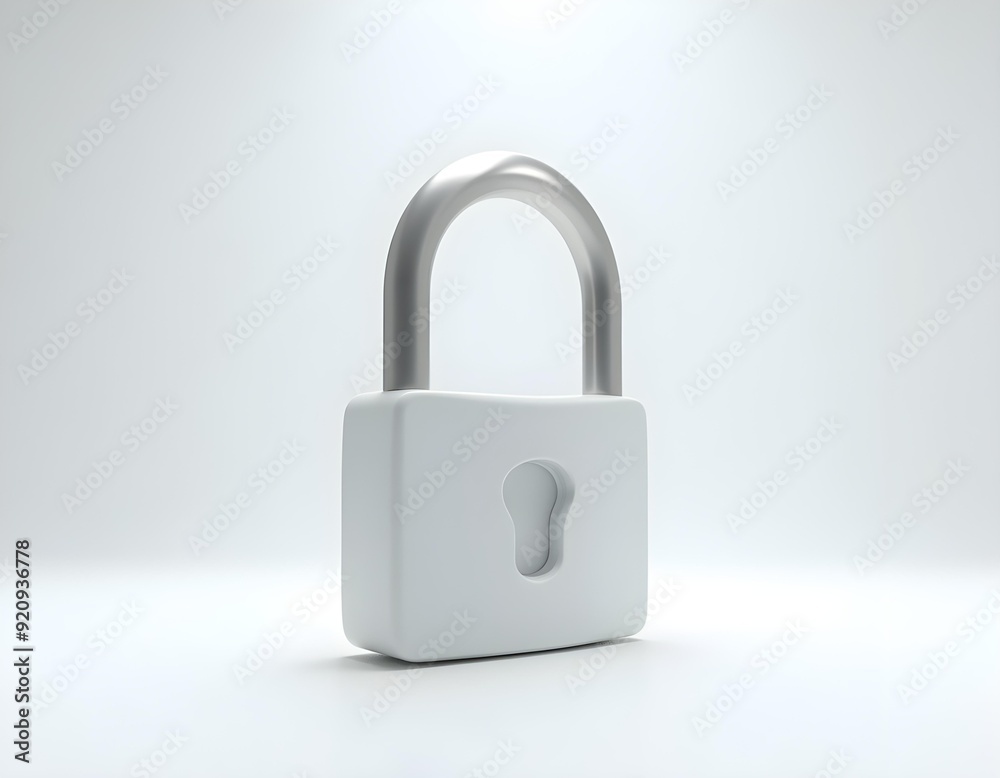 3D concept illustrating a metallic padlock in a bright white environment create with ai 3D concept illustrating a metallic padlock in a bright white environment create with ai