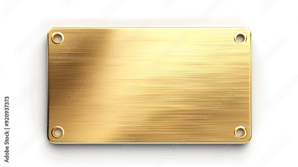 shiny gold metal plate isolated on white background
