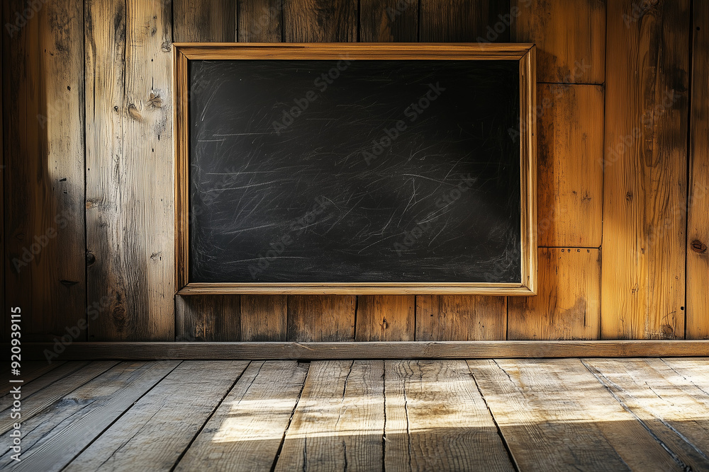 Naklejka premium Empty blackboard with wooden frame , Chalk board for education concept.