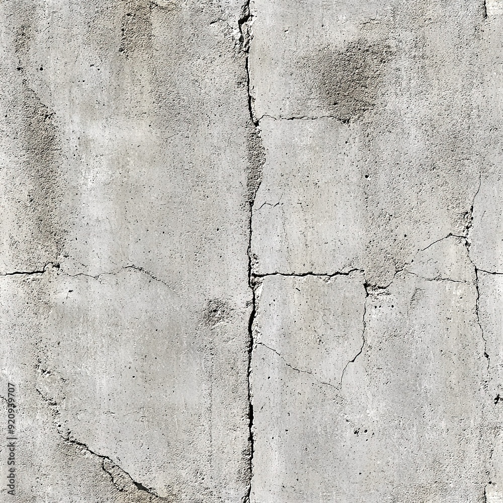 Obraz premium close-up of textured concrete wall with visible cracks and patches, weathered gray concrete surface. concepts: ads that require gritty urban aesthetic, film and video production, product photography.