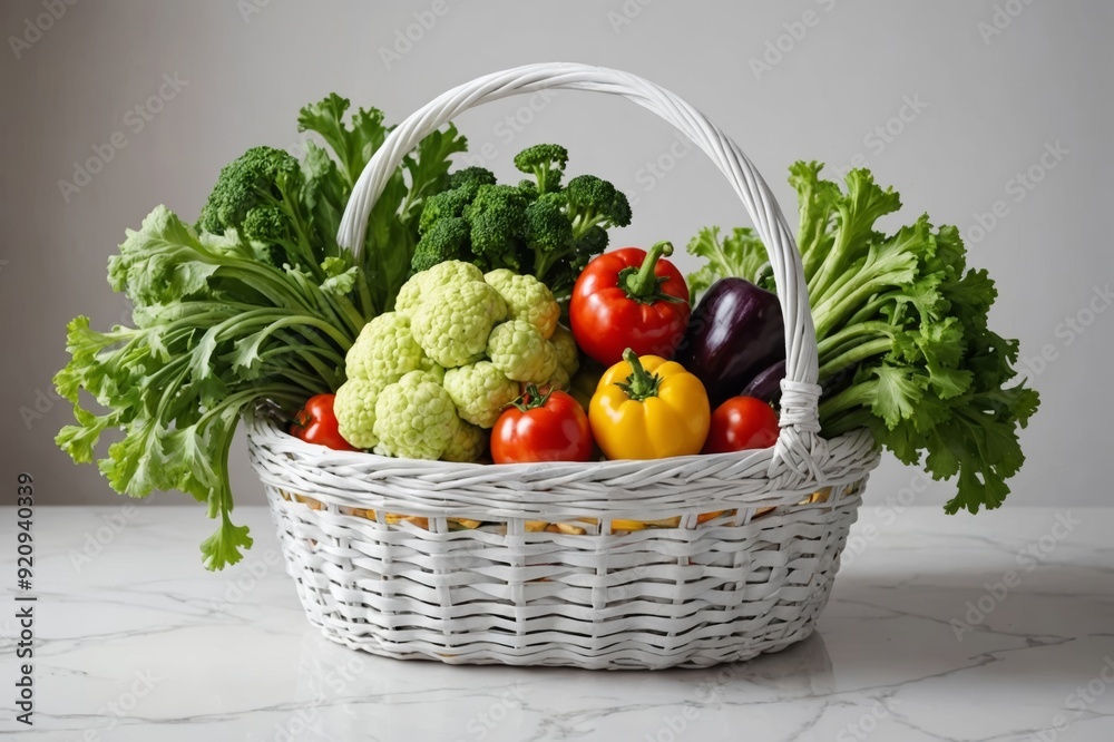 Photo of white basket with vegetables Photo of white basket with vegetables