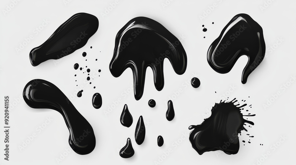 Black melted paint drops collection. Abstract vector elements of liquid drips. Black melted paint drops collection. Abstract vector elements of liquid drips.
