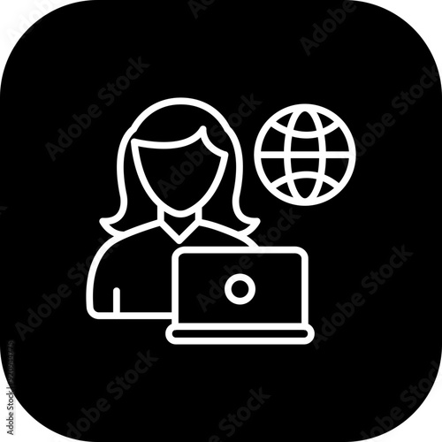 Remote Female Worker Icon Design