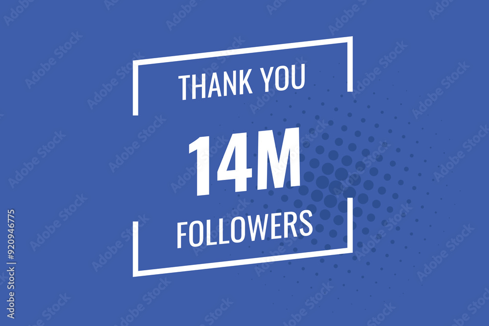 Obraz premium 14000000 OR 14m followers celebration. Thank you 14000000 followers congratulation template banner. banner for social 14m friends and followers. celebrate subscribers and followers. 
