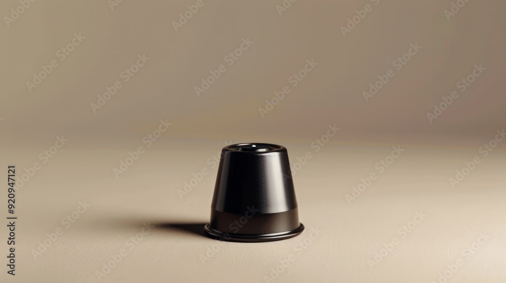 A coffee capsule for a single-serve machine on a plain background. A coffee capsule for a single-serve machine on a plain background.