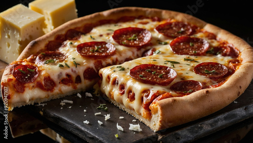 Wallpaper Mural pizza with salami and cheese Torontodigital.ca