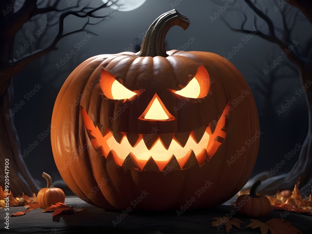 carved pumpkin with creepy smile and spectral moonlight carved pumpkin with creepy smile and spectral moonlight