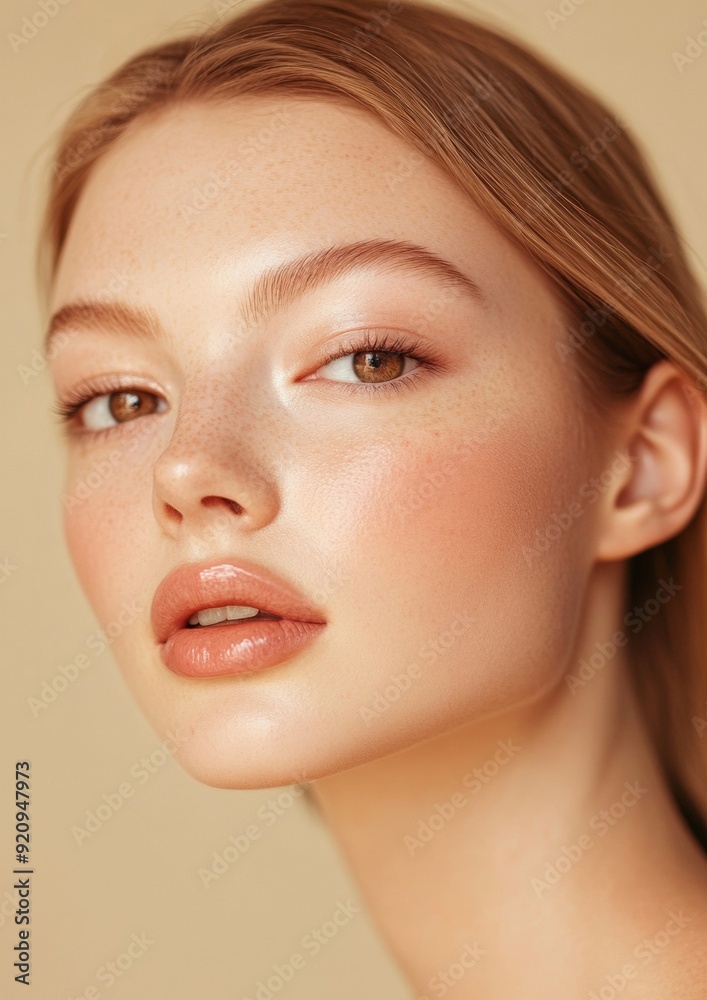 A woman with light brown hair and a tan complexion is wearing makeup A woman with light brown hair and a tan complexion is wearing makeup