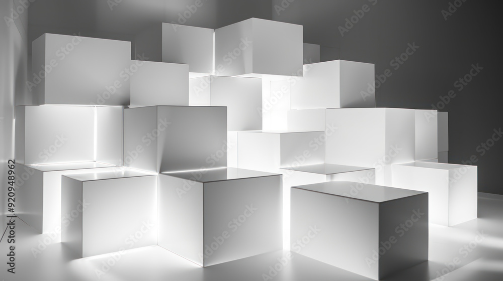 Collection of white cubes arranged randomly. Cubes background. Collection of white cubes arranged randomly. Cubes background.