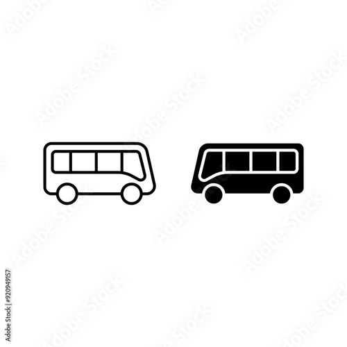 Bus icon set vector for web and mobile app color editable