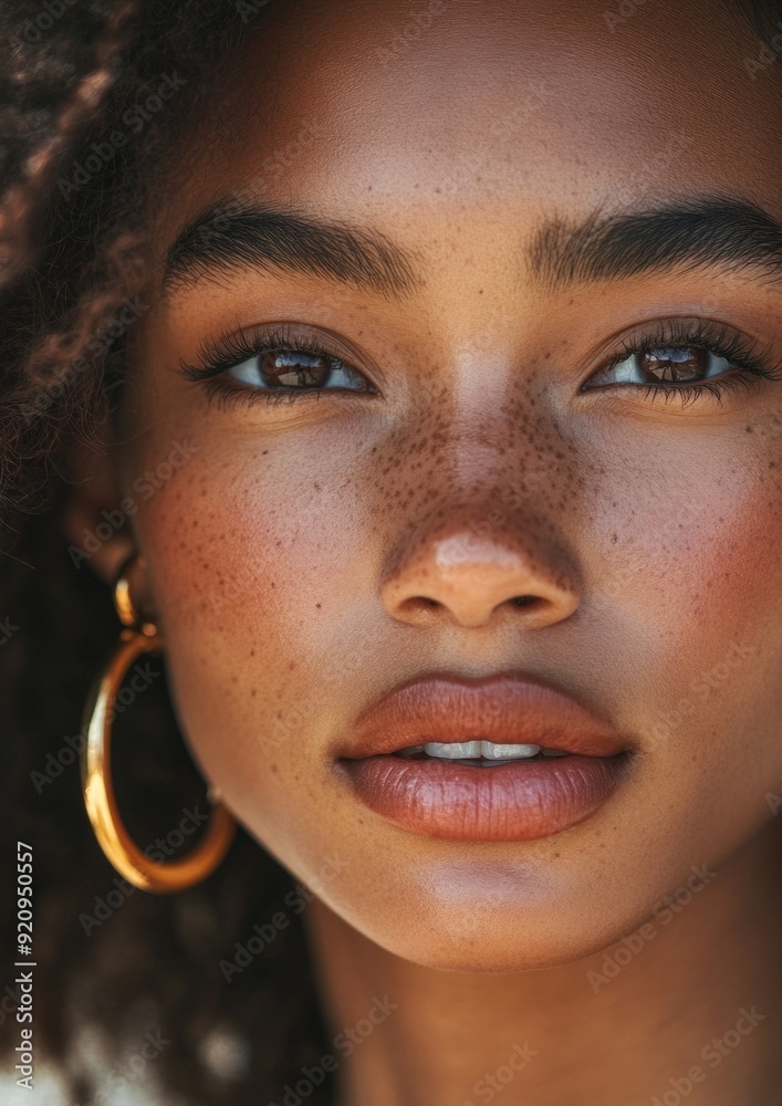 A woman with brown eyes and a red nose A woman with brown eyes and a red nose