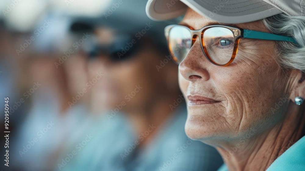The image features an elder woman in a hat sitting outdoors, with a blurred crowd in the background, showcasing a serene moment amidst a busy setting. The image features an elder woman in a hat sitting outdoors, with a blurred crowd in the background, showcasing a serene moment amidst a busy setting.
