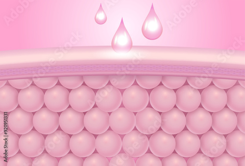3D Illustration of Collagen Skin Serum and Vitamins on soft color background. skin care cosmetic solution concept. 3d rendering.