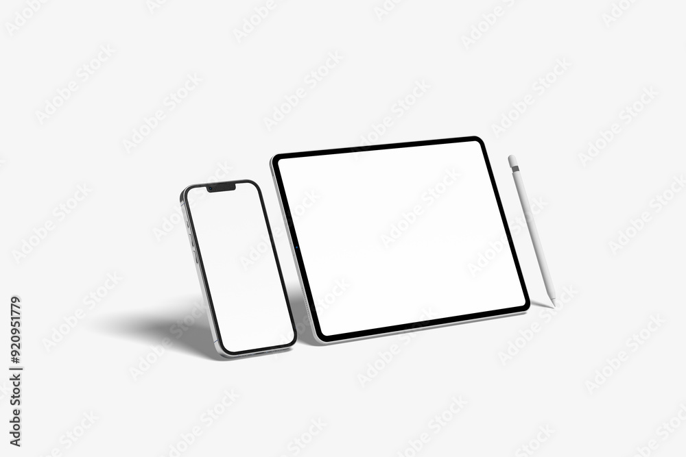 Tablet & phone mockup on a white background Tablet & phone mockup on a white background