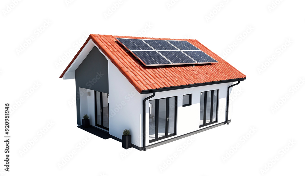 Solar Energy House - 3D Render Ray Traced of a House With Photovoltaic Panels Solar Energy House - 3D Render Ray Traced of a House With Photovoltaic Panels