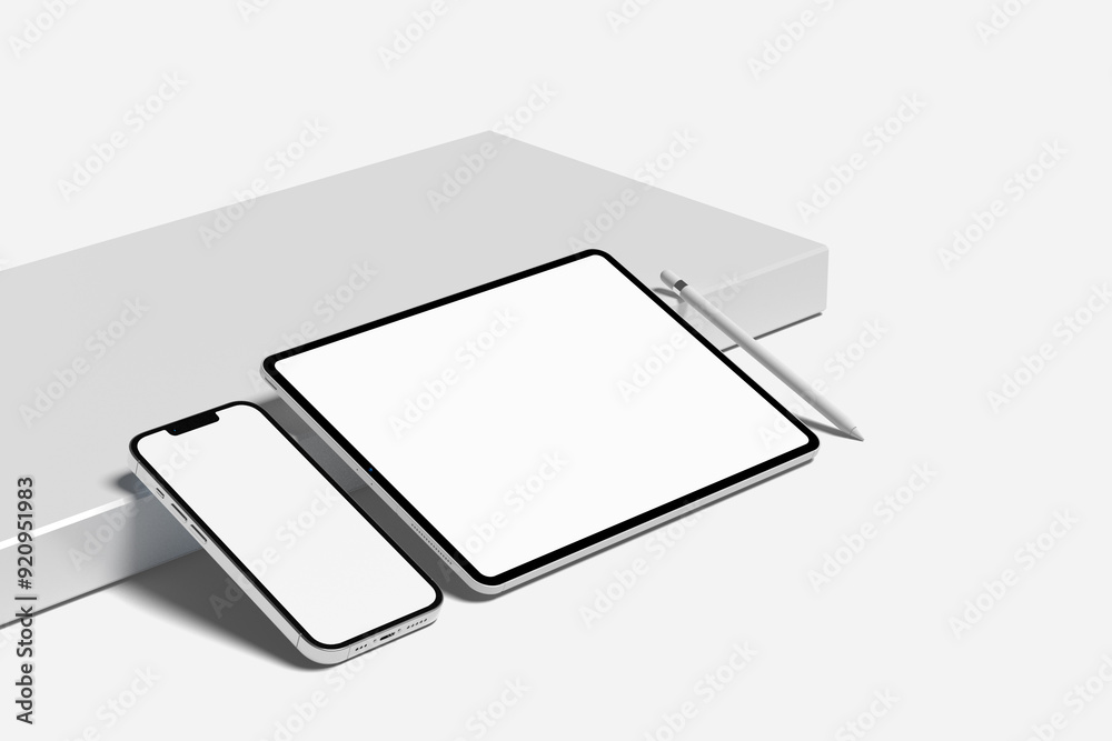Tablet & phone mockup on a white background Tablet & phone mockup on a white background