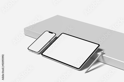 Tablet & phone mockup on a white background