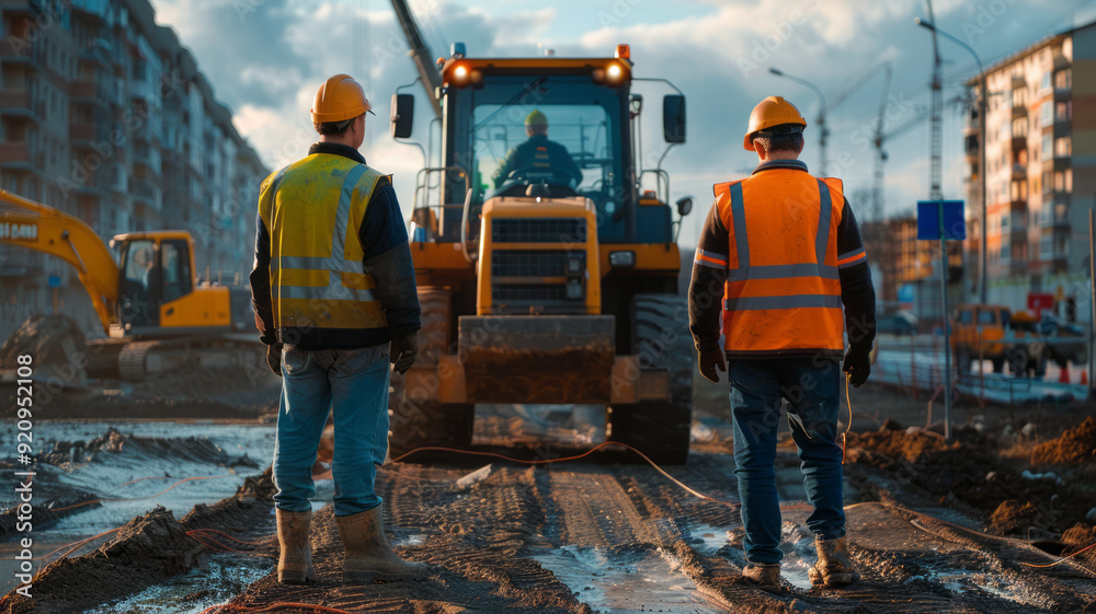 Road construction supervision team Civil engineers work at road construction sites to supervise new road construction and inspect road construction sites. Road construction supervision team Civil engineers work at road construction sites to supervise new road construction and inspect road construction sites.