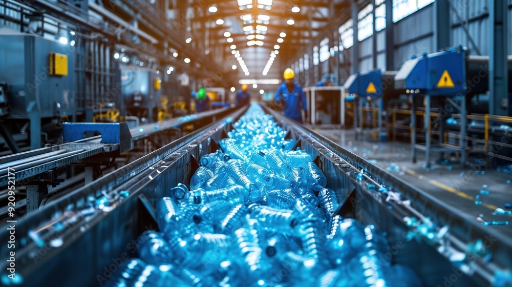 Plastic bottles at a waste recycling plant. Ecological cleaning. Plastic recycling plant. Waste processing and storage for further disposal. Recycling. Plastic bottles. Environmental protection. Eco Plastic bottles at a waste recycling plant. Ecological cleaning. Plastic recycling plant. Waste processing and storage for further disposal. Recycling. Plastic bottles. Environmental protection. Eco